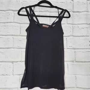 Athleta Scoop Neck Strappy Open Back Yoga Workout Tank Top Black Size Small